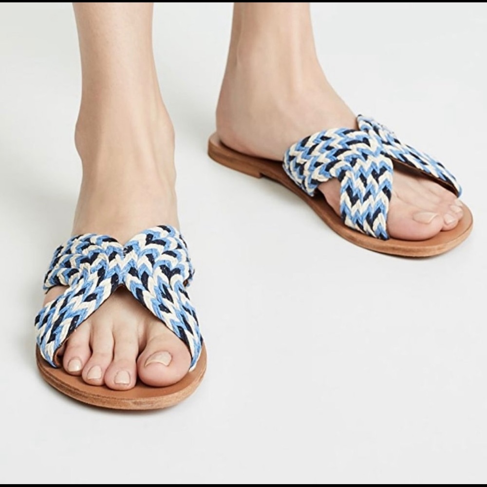 Splendid Sydney blue white woven slides size 9M